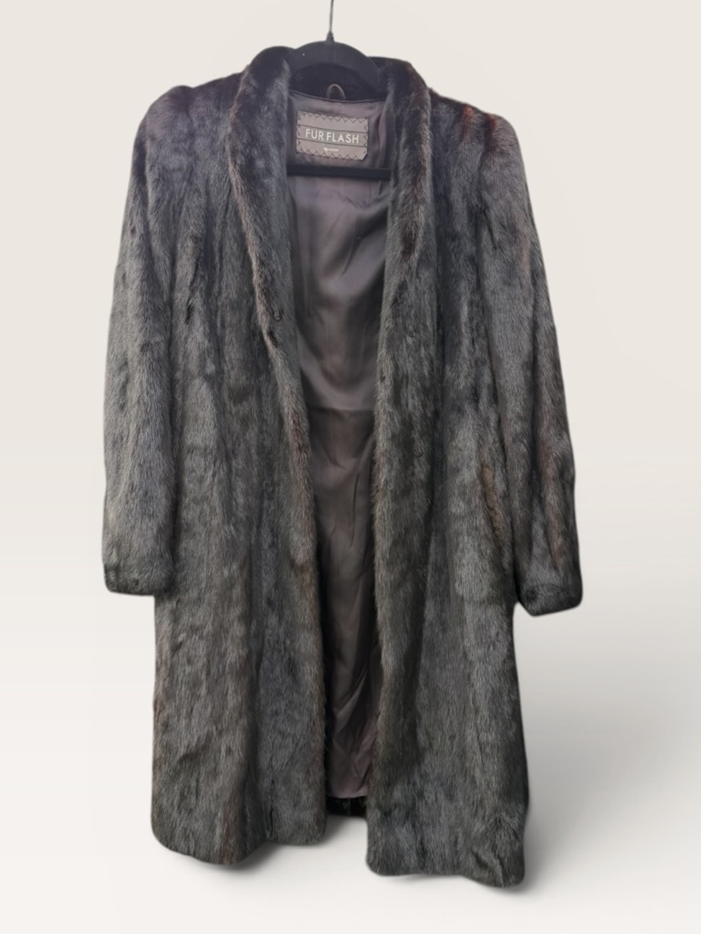 Vintage Black Genuine Mink Fur Long Coat S/M